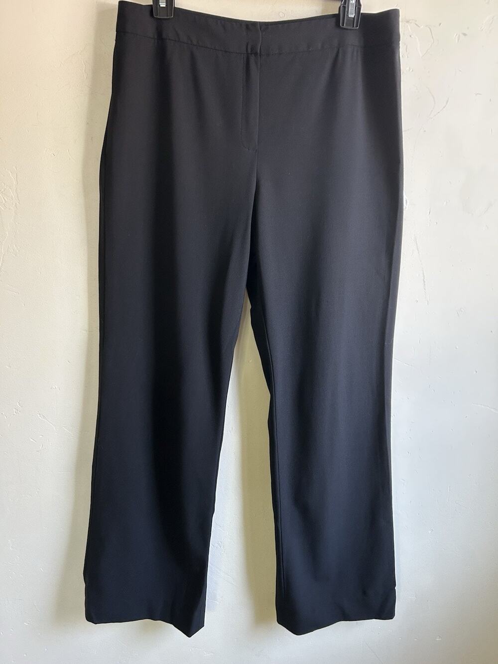 Lafayette 148 Wool Straight Leg Pants Black Womens 10 Stretch Career Luxury